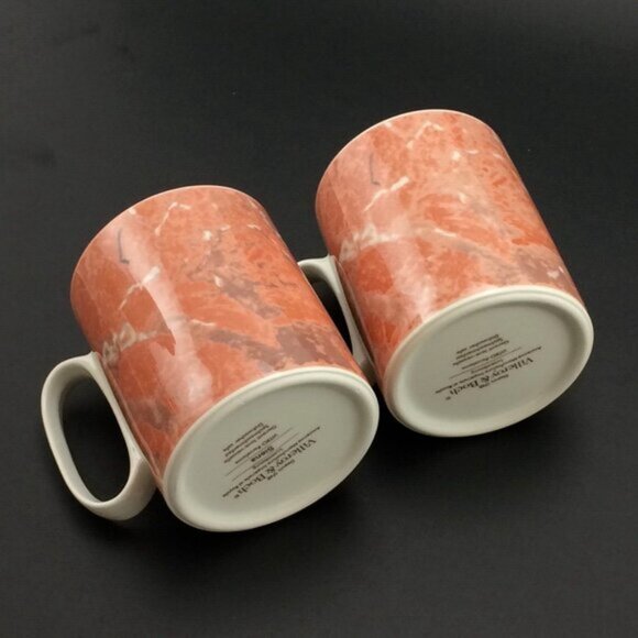 2 Vintage Siena Villeroy Boch Porcelain Tea Coffee Mugs Cups Salmon Orange - Picture 15 of 15